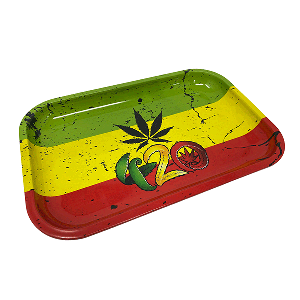 Rasta Flag Rolling Tray - Metal 