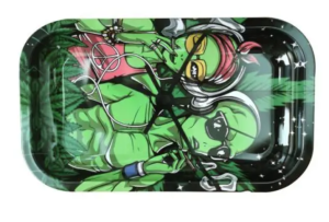 Hippie Cannabis Aliens Rolling Tray - Metal