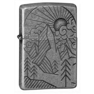 Zippo  Armor Antique Silver Mountain Design