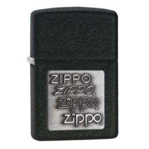 Zippo  Black Crackle Silver Zippo Logo