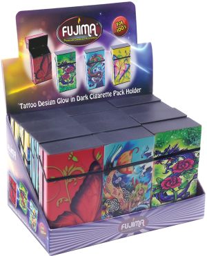 FUJIMA TATTOO DESIGN GLOW IN DARK CIGARETTE CASE FOR 100's (CH130)