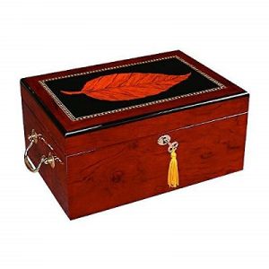 Desktop Humidor-Feville   Tobacco Leaf Inlay