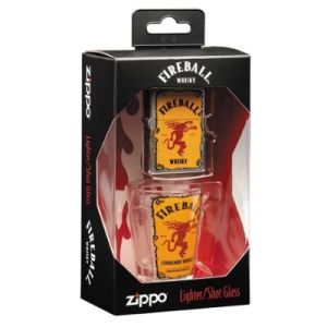 Zippo  Fireball Shot Glass & Lighter Gift Set