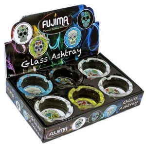 FUJIMA GLASS SKULL DESIGN ROUND ASHTRAYS (GA36)