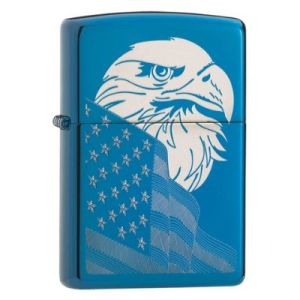 Zippo  High Polish Blue Eagle and Flag