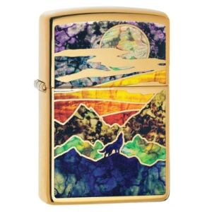 Zippo  High Polish Brass Howling Wolf