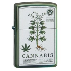 Zippo High Polish Green Cannabis Design