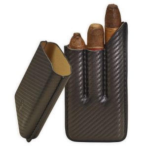 Lotus 3-Stick Carbon Fiber Cigar Case
