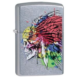 Zippo  Skull with Headdress Design
