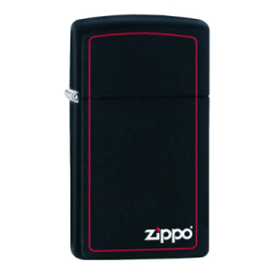 Zippo Slim® Black Matte with Red Border