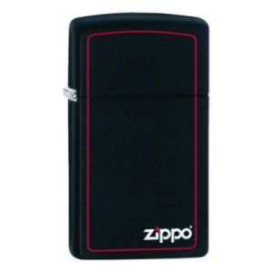 Zippo Slim® Black Matte with Red Border