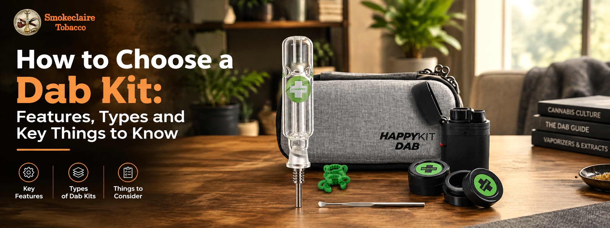 Different types of dab kits and their key features, including components and design options